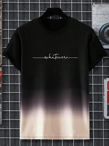 Manfinity Homme Men's Tie Dye And Letter Printed Short Sleeve T-Shirt, Men Tees, Men Designer Tshirt, Ombre Tshirt Men, Men Fashion Tshirt - Multicolor - View 6