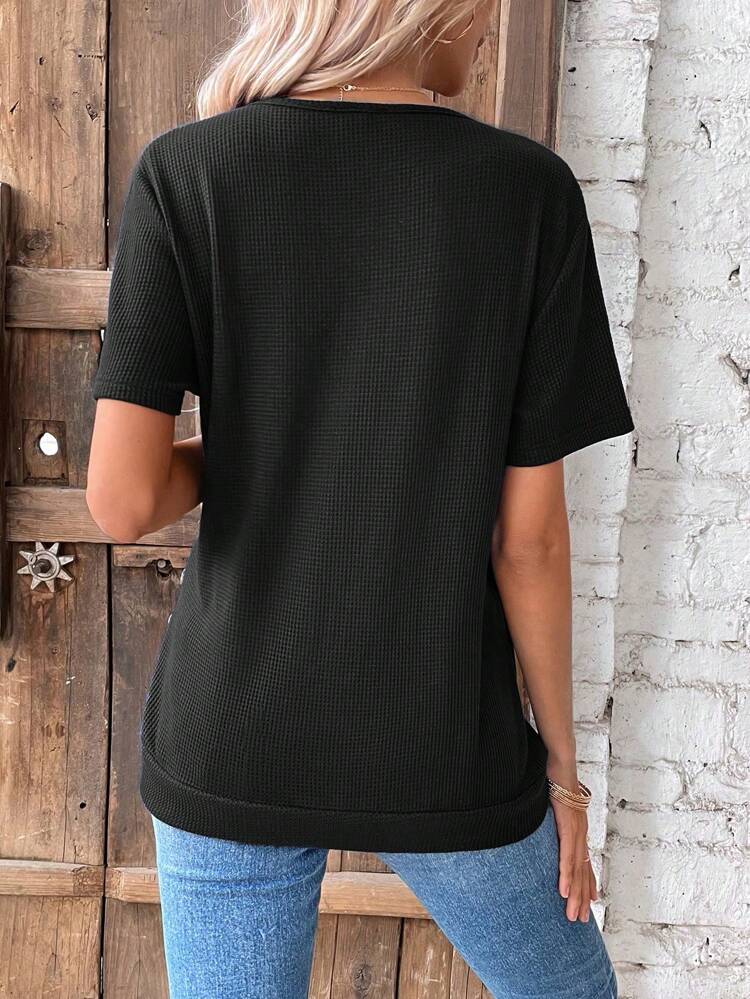 Women's Color Block Wrap Neck T-Shirt