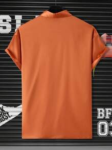 Manfinity Homme Men's Solid Color Short Sleeve Orange Shirt