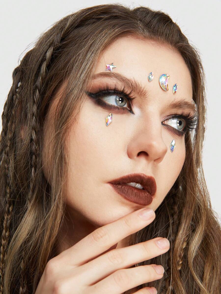 ROMWE Goth 1入組星月融合鑽石面部貼花