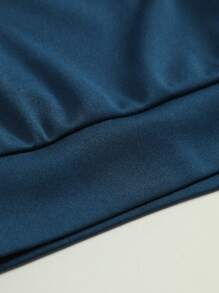 Manfinity Homme Lỏng lẻo Nam Viền tương phản Áo khoác bomber Và Quần Giải trí Bộ - Màu xanh hải quân - Xem 8