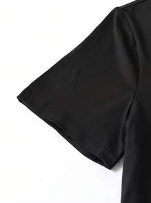 Camiseta De Manga Corta Con Estampado De Árboles De Palmera De Coco Y Pantalones Cortos Para Vacaciones - Negro - Ver 3