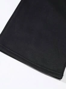 Manfinity Roghcode 男士中国龙字母印花抽绳腰运动裤宽松长款纯黑色外出哥特风、图案运动裤、男士图案裤、龙图案运动裤 - 黑色 - 查看 5