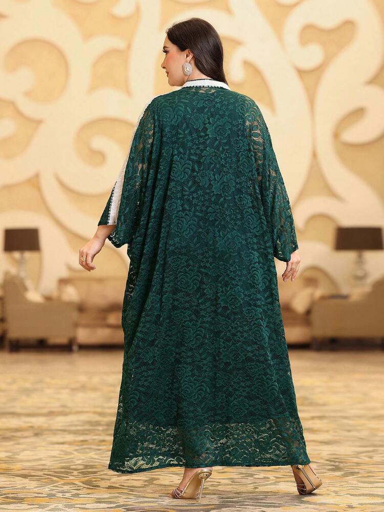Plus Size Women's Jacquard Batwing Sleeve Kaftan Jalabiya Arabian Dress, Elegant Luxury Evening Party Style