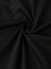 SHEIN Của phụ nữ Ngắn tay Đầm Với Mẫu khẩu hiệu - màu đen - Xem 3