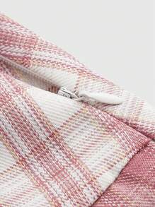 ROMWE Kawaii 女士格紋側拉鍊百褶裙 - 彩色 - 查看 3