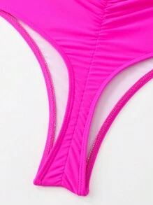 Swim Basics 女式打褶游泳裝下著 - 玫紅色 - 查看 5