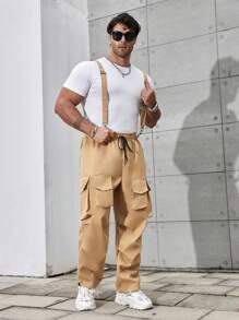 Manfinity Homme Men's Plus Size Solid Color Overalls