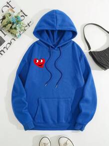 INAWLY Cartoon Patterned Long Sleeve Hoodie With Kangaroo Pocket