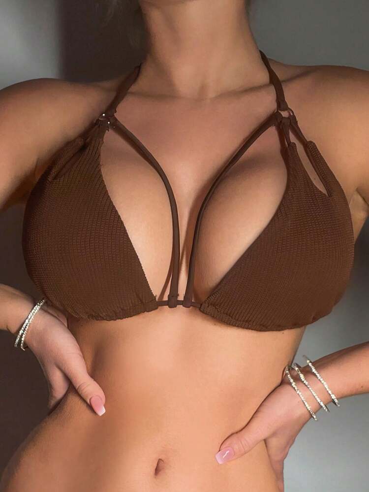 Women'S Sexy Triangle Cutout Bikini Top Summer