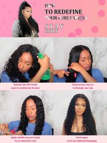 13x4 水波紋前綁式人髮Lace Front Wig，長度22-26 英吋，透明髮線180%密度漂白結點，女士用天然黑色預擺放髮線 - SNatural - 查看 8