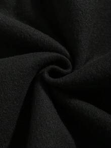 Plus Size Thermal Lined Sweatshirt With Slogan Print - Black - View 3