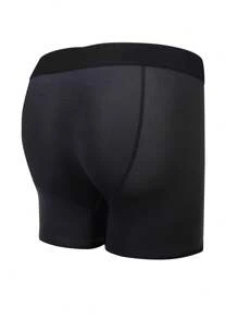 Snug Zone 3pcs Men's Breathable Net Yarn Boxer Briefs With Slogan Print - Black - View 2