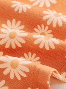 SHEIN MOD Giống cúc In Kích thước lớn Của phụ nữ Quần short - trái cam - Xem 4