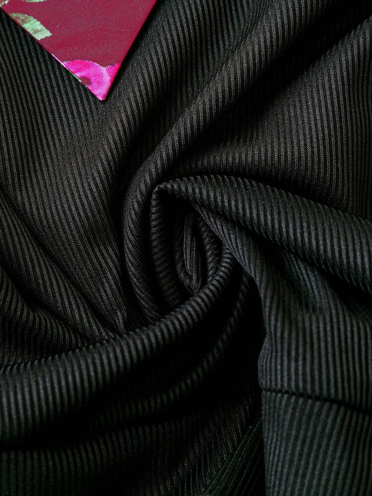 Plus Size Women's Two-In-One Top With Lantern Sleeves And Plant Print Fall Cloth For Women