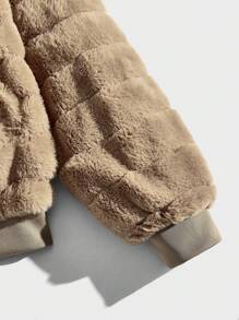 Manfinity EZcore Men's Ultra-Loose Fit Zip-Up Fuzzy Hooded Jacket - Khaki - View 3