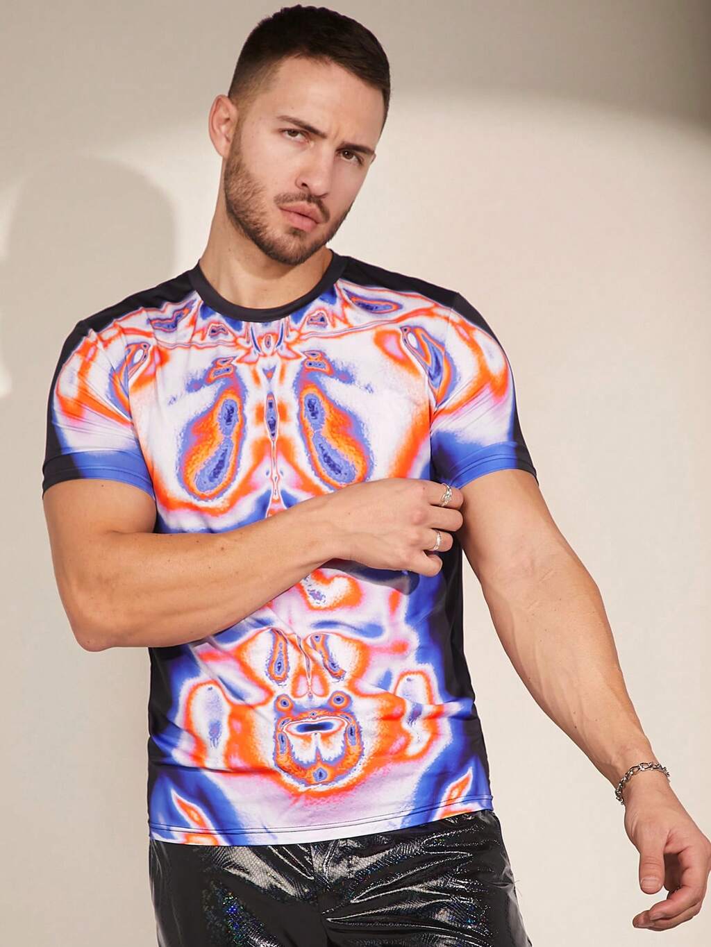 Men's Thermographic Print Knit Casual T-Shirt