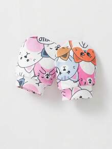 SHEIN Newborn Baby Girl One-Month Gift Box Set, With Ruffle Collar Cat Print Short Sleeve Bodysuit Long Pants Multi-Piece Cute, Comfortable & Casual Outfits For Spring/Summer - Pink - View 7