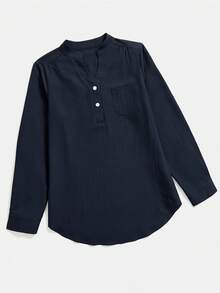 SHEIN Essnce 女長袖襯衫 - 藍色 - 查看 4