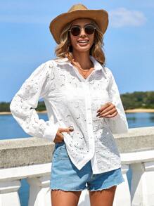 RueChic Embrodery Women Blouse - White - View 4
