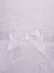 SHEIN Glamorique Kids Tween Girl 优雅花卉印花白色 V 领长款派对连衣裙，适合生日派对、婚礼、晚会 - 白色 - 查看 5