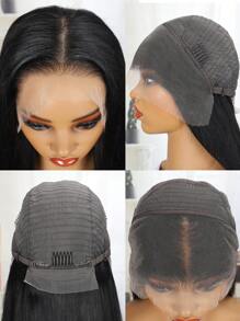 Transparent Lace Straight 13*4 Lace Frontal Wigs 180% Density 14-28 Inch #1B Natural Black Color Pre-Plucked Natural Hairline Lace Remy Hair Human Hair Top Quality Wig For Women - S1 - View 6