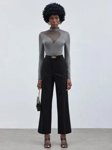 Maija 女士網眼插片長袖連身衣 - 灰色 - 查看 3