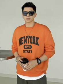 DAZY Nam Đồ họa Chữ cái Thả vai Áo nỉ - trái cam - Xem 8