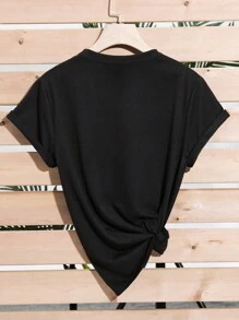 SHEIN Bear & Letter Printed T-Shirt Graphic Tees Women Tops