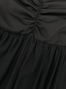 SHEIN Unity Strapless Pleated Dress - Black - View 6