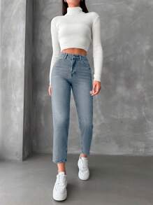 RueChic Women's Slim Fit Denim Jeans - Light Wash - View 6