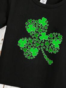 1 Miếng Trẻ Con trai Ngày St. Patrick In Clover Giải trí Ngắn tay Vòng cổ Áo thun Thích hợp Cho mùa hè - màu đen - Xem 4