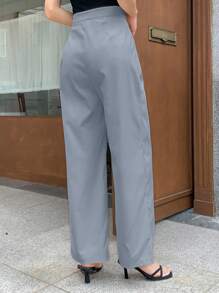 DAZY Pantalones rectos casuales de unicolor para mujer - Azul - Ver 2