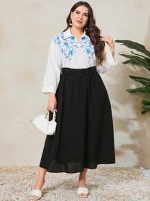 Mulvari Plus Size Printed Drop Shoulder Casual Shirt - White - View 2
