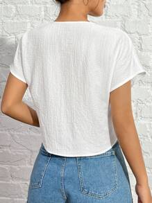 SHEIN EZwear 白色女士蝙蝠袖襯衫 - 白色 - 查看 2