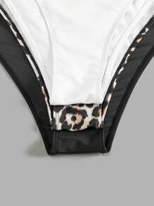 Swim Lushoire 2025 Plus Size Women's Simple Solid Color With Leopard Print 3-Piece Swimwear Bottom Summer - Multicolor - View 4
