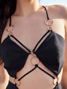 Glamine Open Back Cami Dress - Black - View 4