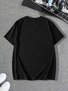 Men's Easter Egg & Slogan Print Short Sleeve T-Shirt - Black - View 2