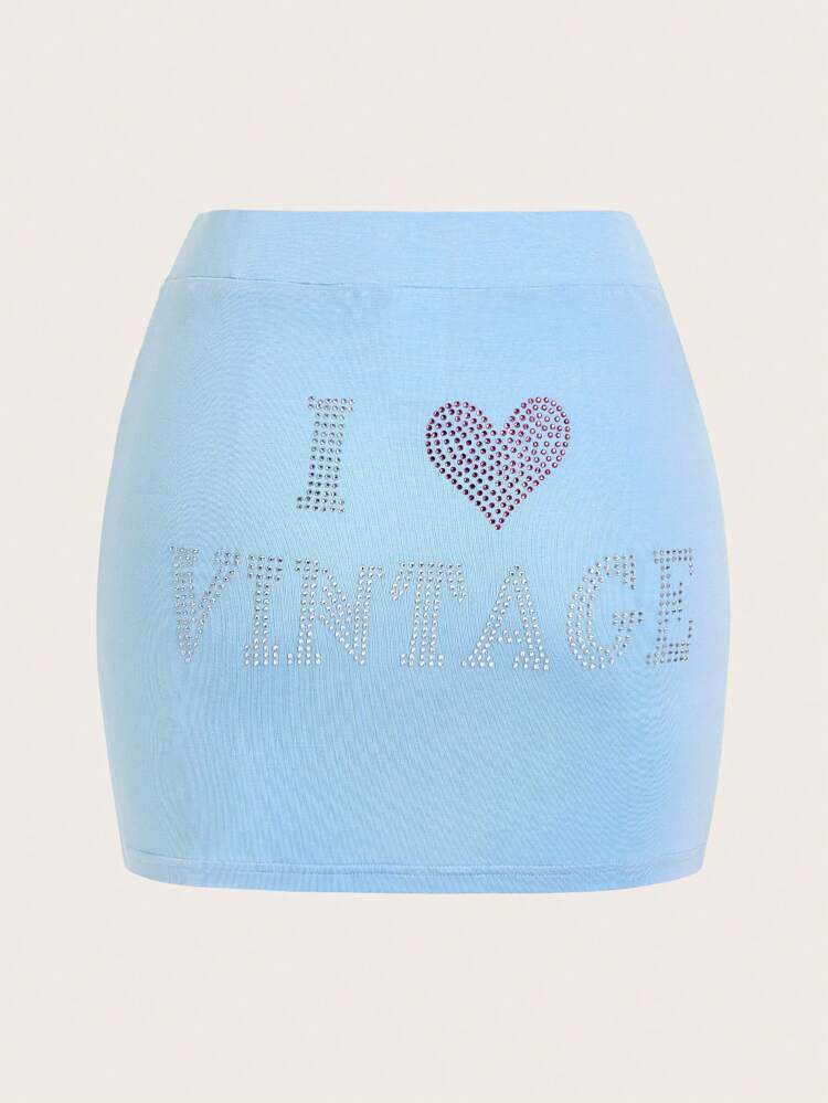 Sequin Heart And Letter Pattern Skirt