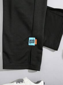 SHEIN Teenage Boys' Casual Loose Fit Drawstring Waist Sweatpants With Brand Label, Summer