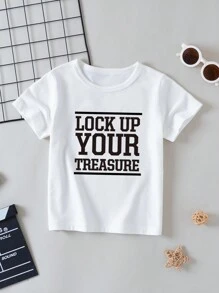 Camiseta De Manga Corta Con Eslogan Impreso Para Niña Joven