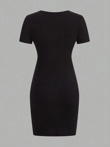 SHEIN Essnce 2 chiếc váy bodycon cổ tròn - Nhiều màu - Xem 3