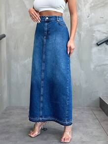 RueChic Średni Spódnice Dżinsowe Z Szczelina