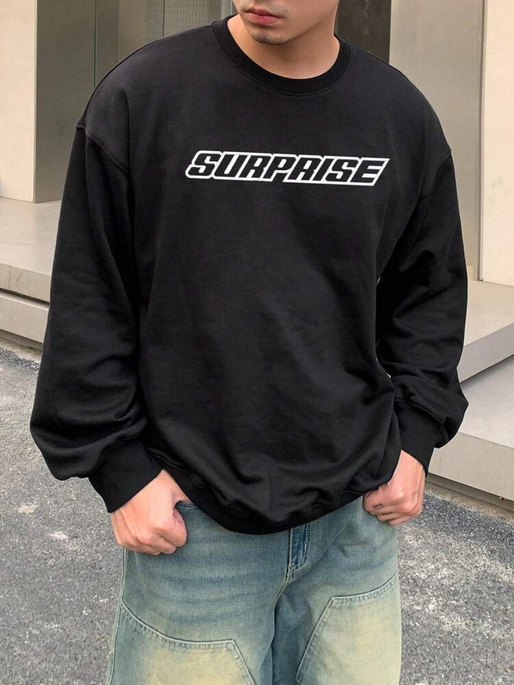 Men's Letter Printed Sweatshirt, Autumn And Winter