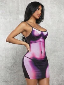 SHEIN SXY Summer;Women's Digital Printed Cami Dress - Hot Pink - View 6