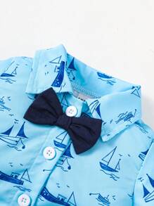 Souflis Souflis 寶寶男孩紳士風格蝴蝶領吊帶褲和襯衫連身衣 - 彩色 - 查看 3