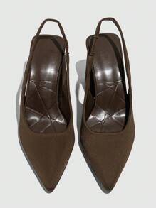 Women's Pointed Toe Chunky Heel Spring/Autumn Suede Pumps With Back Strap & Breathable Design Summer Shoes, Brown