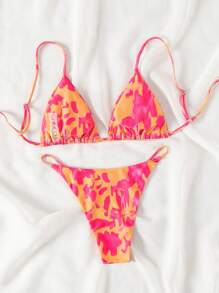 SHEIN Swim Summer Beach Women's Tie-Dye Bikini Set