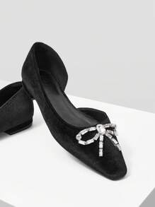 MOTF PREMIUM Bowknot Pha lê Thoải mái Của phụ nữ Giày phẳng - màu đen - Xem 3