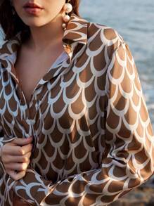 Chiquease Women's Full Printed Long Sleeve Casual Shirt Fall Cloth For Women - Gold - View 5